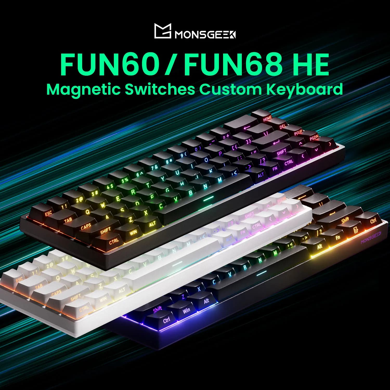아코 몬스긱 FUN68 FUN60 PRO&MAX HE 마그네틱 키보드 60% 65% 게이밍 키보드 래피드 트리거 8K 커스텀 키보드 게이머 e스포츠