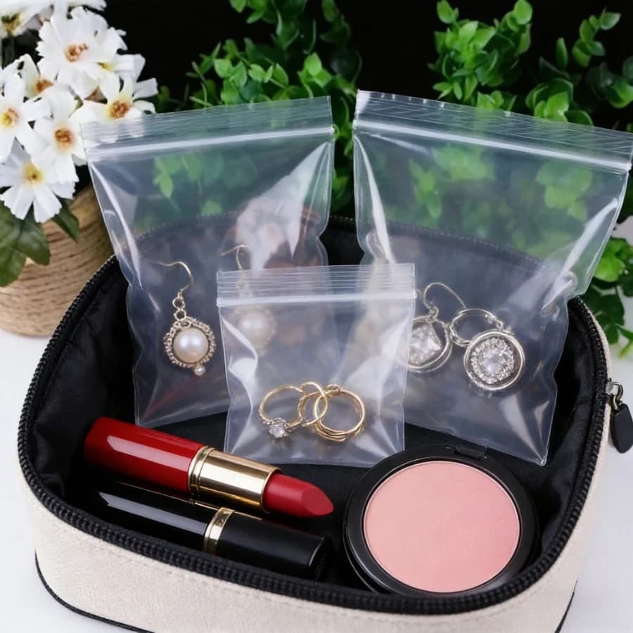 Reusable Clear Plastic Zipper Bags Resealable Storage Pouch for Gifts Snacks Jewelry Small Items - Durable Lightweight Travel