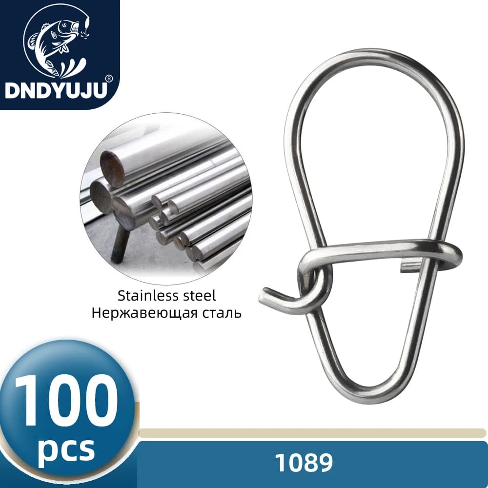 DNDYUJU 100X 낚시 좋은 후크 스냅 핀 304 스테인레스 스틸 롤링 회전 루어 커넥터 낚시 태클 액세서리 물고기 도구