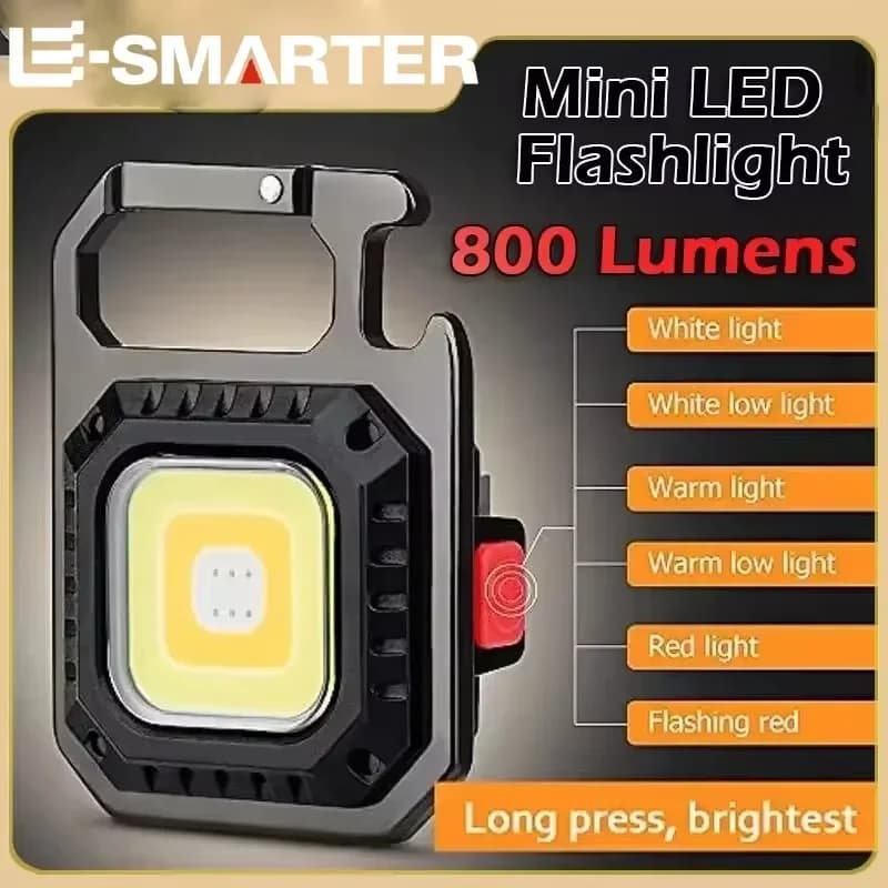 미니 LED 손전등 마그네틱 COB 야외 캠핑 작업등 800루멘 USB 충전 7모드