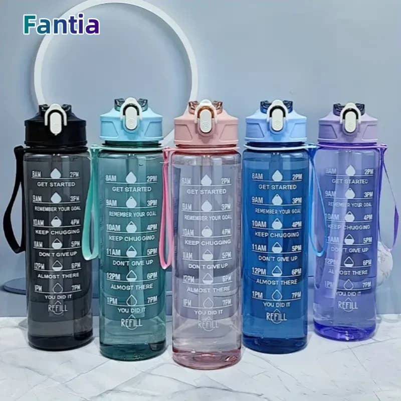 대용량 스포츠 물병 800ml 누수방지 시간표시 여행 헬스 물통