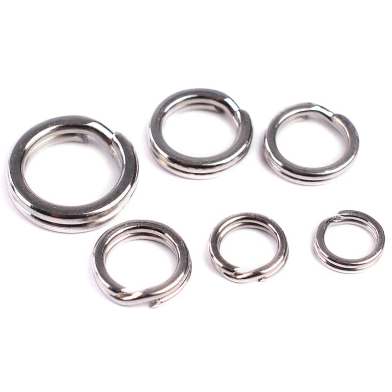 100pcs 3.5-12mm 낚시 분할 반지 실버 스테인레스 스틸 고품질 강화 더블 서클 라운드 스냅 Pesca 액세서리