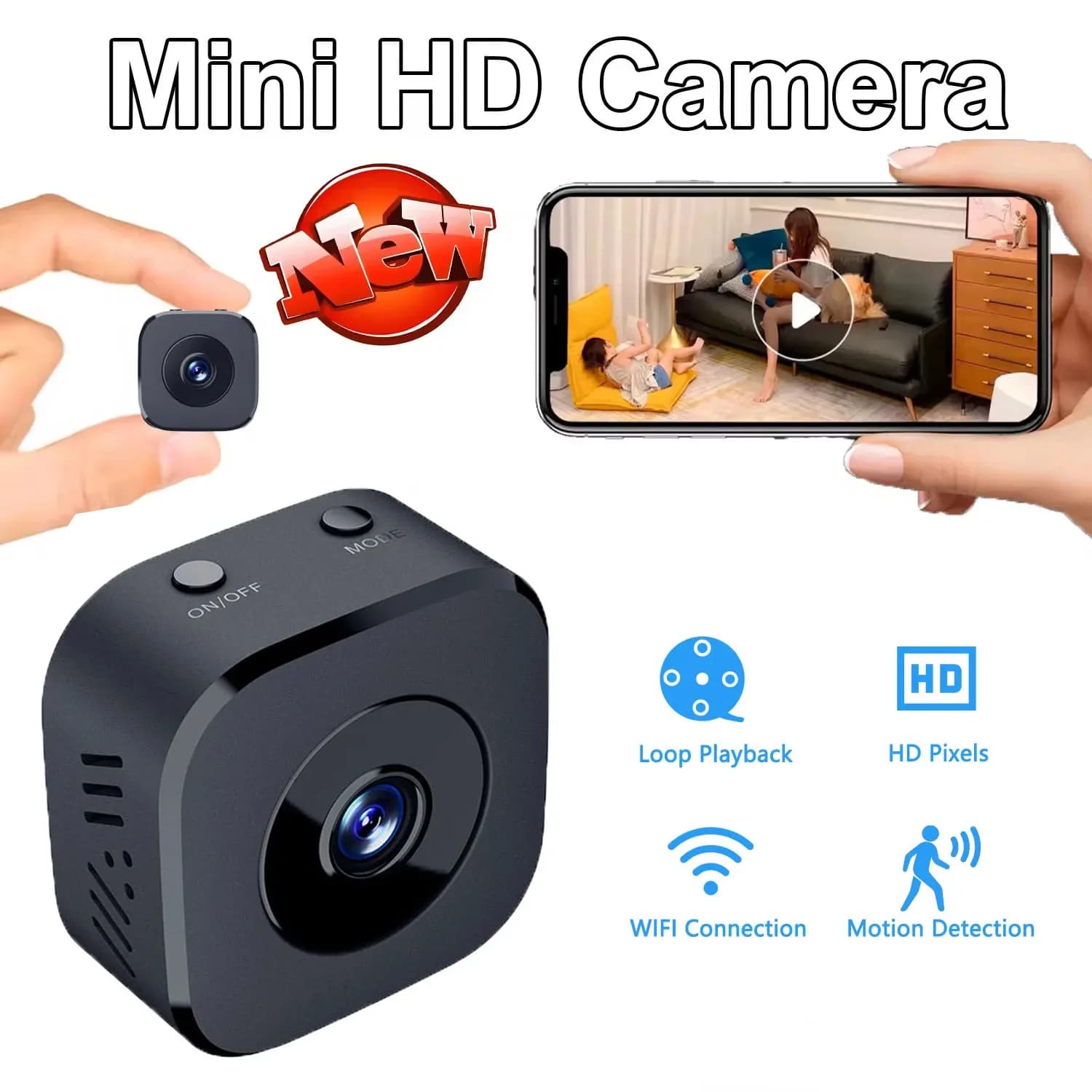 보안 카메라 HD 미니 풀 컬러 나이트 비전 고화질 WiFi 모니터 방수 모션 감지 감시 스마트 홈