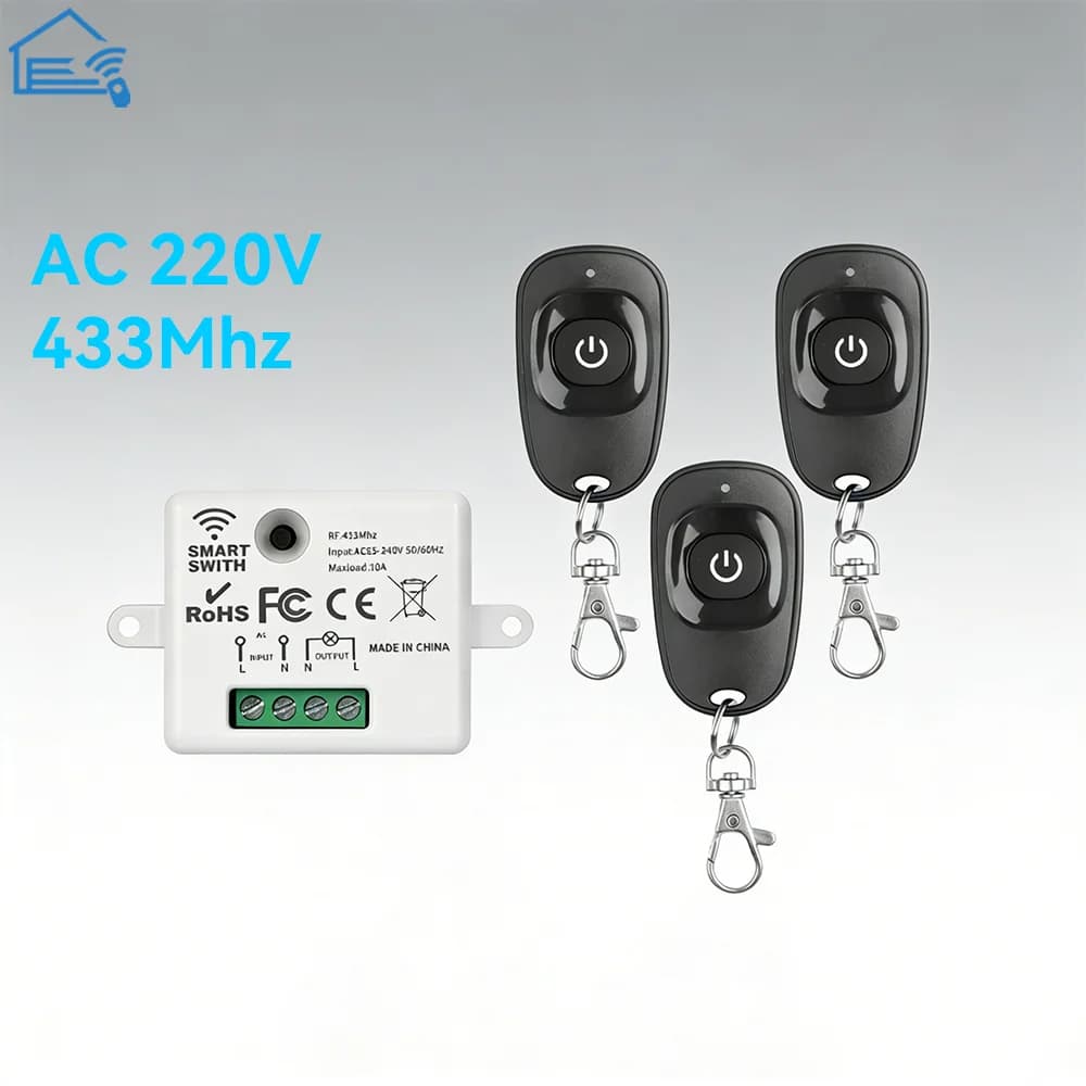 433Mhz 범용 무선 리모컨 스위치 110V 220V 10A 릴레이 미니 리시버 리모컨 가정용 LED 조명 램프용