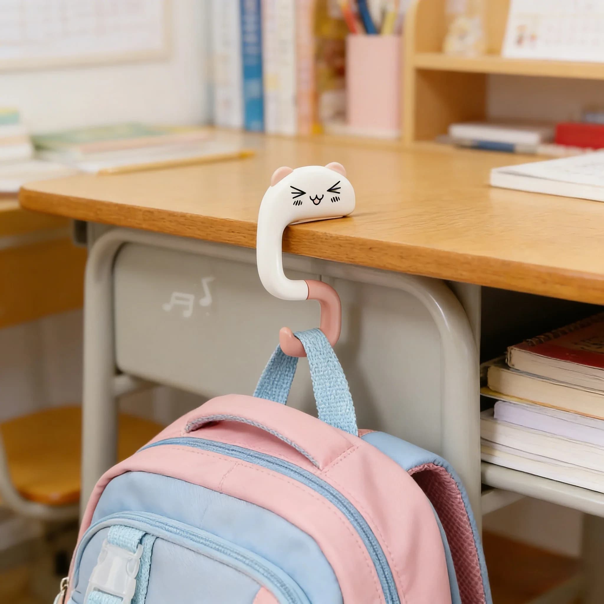 1 Pink Portable Bag Hook – Durable Metal with Non-Slip Coating for Secure Hanging of Purses and Totes