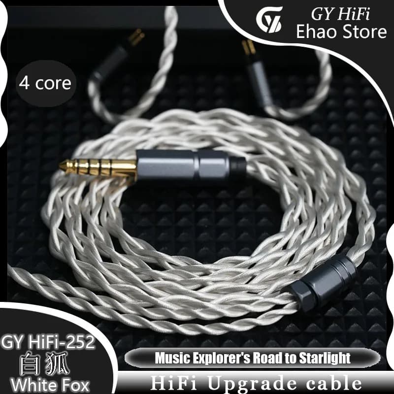 GY HiFi-252 화이트폭스 단결정 구리 이어폰 케이블 4.4mm MMCX