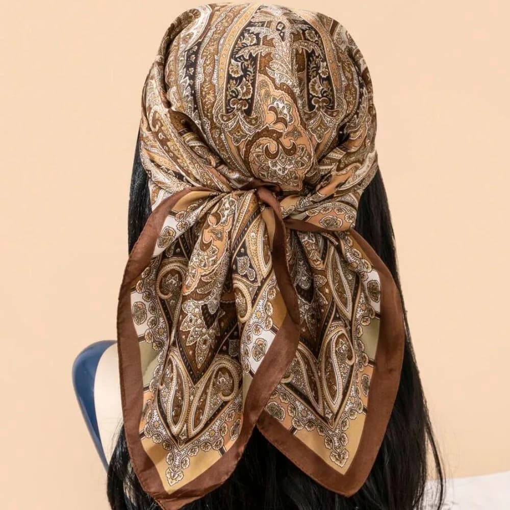 Ladies' Large Bohemian Square Scarf Printed Handkerchief, Elegant Headscarf And Neck Scarf, Multifunctional Windproof Accessory