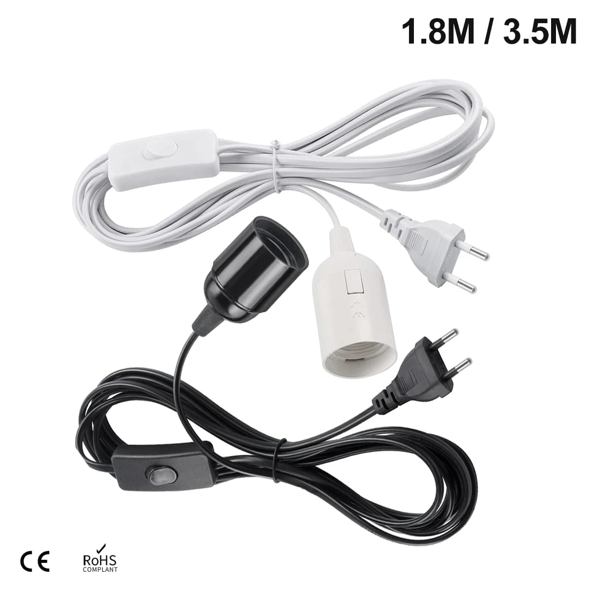 EU 플러그 3.5m 6m 전원 코드 케이블 펜던트 Led 전구 고정 장치 행글 램프 서스펜션 소켓 용 스위치 와이어가있는 E27 램프베이스 홀더