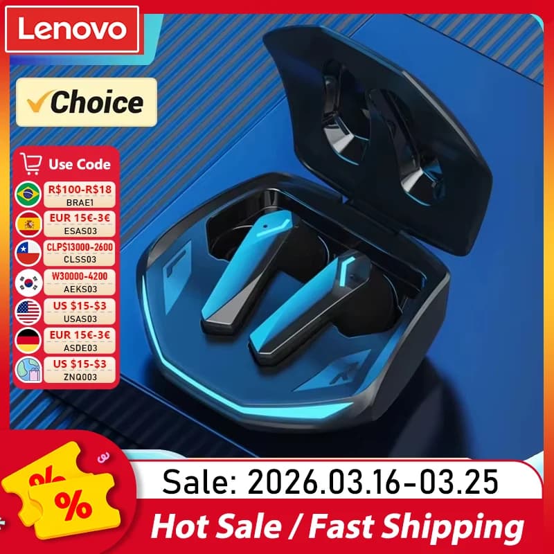Choice Lenovo GM2 Pro TWS 무선 헤드폰 이어폰 블루투스 호환 5.3 마이크가 장착된 방수 스포츠 헤드셋 긴 내구성