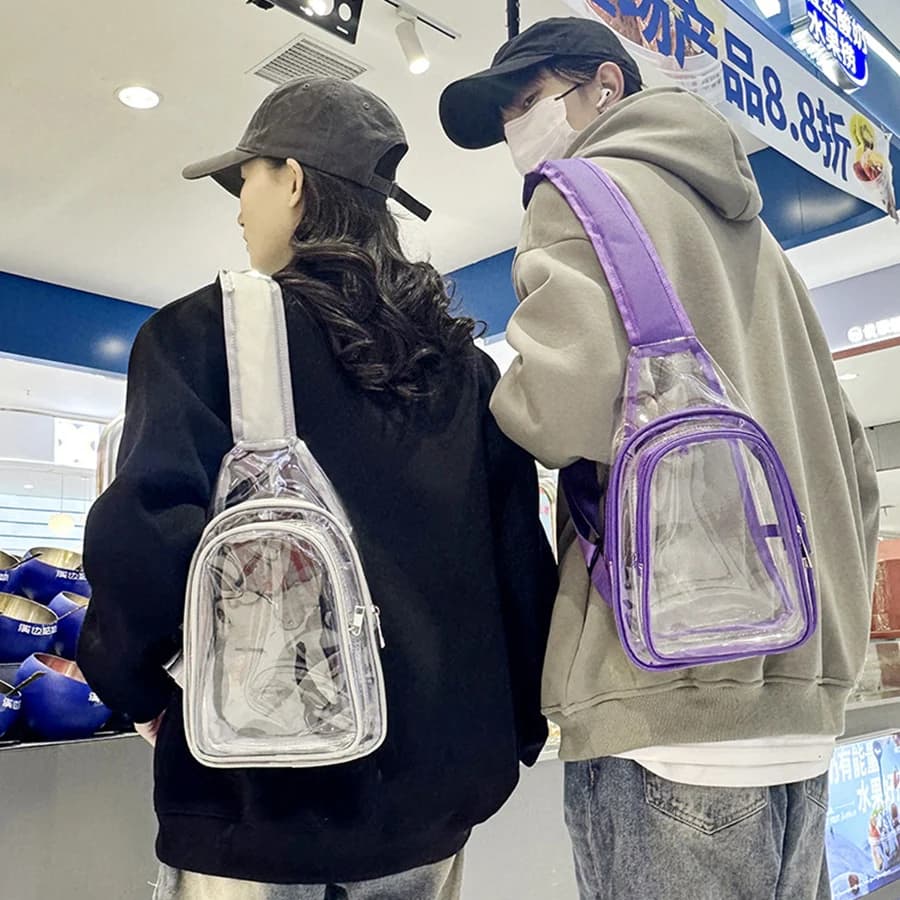 Clear Chest Bag Women Men Waterproof Transparent PVC Crossbody Travel Pouch Outdoor Sports Phone Sling Shoulder Bag Daypack Sac