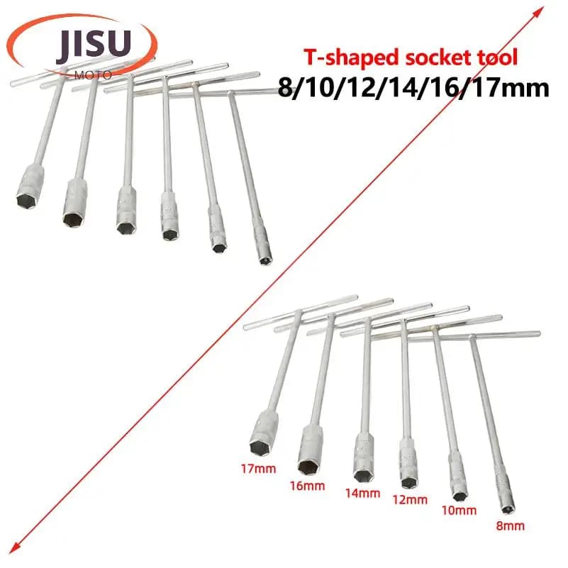 8-17mm T자형 육각 소켓 렌치 오토바이 전동차 정비 공구