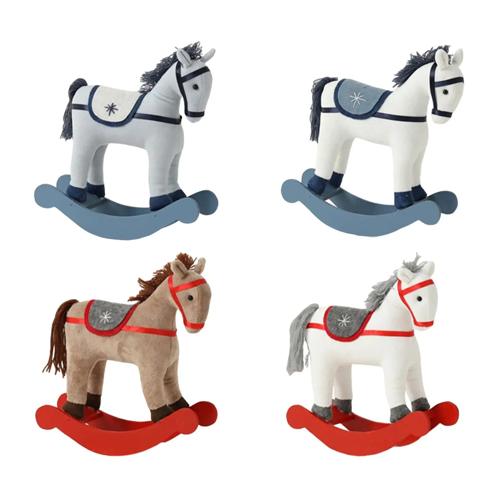 Christmas Decoration Rocking Horse Ornament Wooden Base Desk Sculpture Children Gifts for Home living Room office Decorations