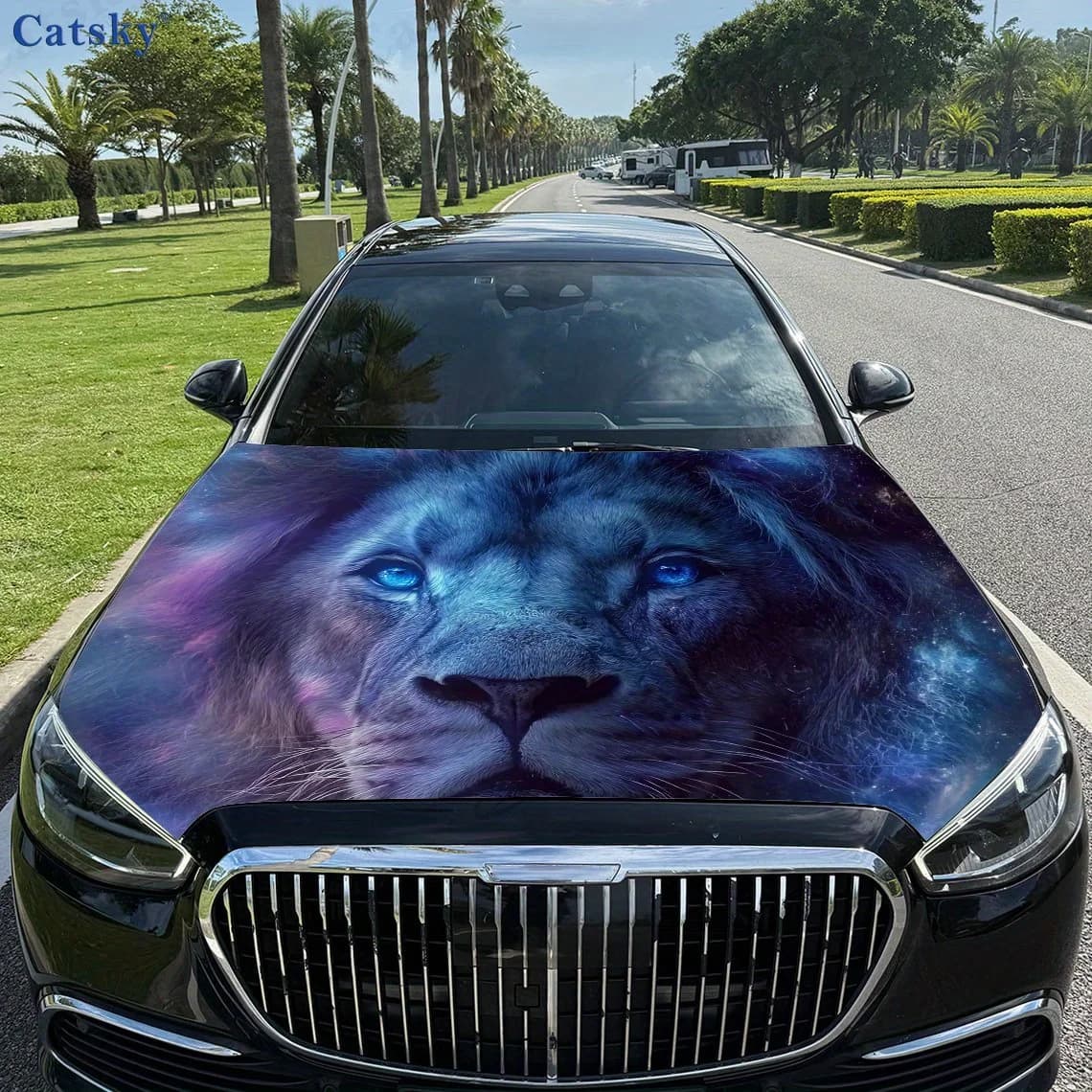 Lion Animal Pattern Car Hood Vinyl Sticker Wrap Film Engine Cover Decals Sticker Universal Car Hood Protective Film,Car Parts Ac