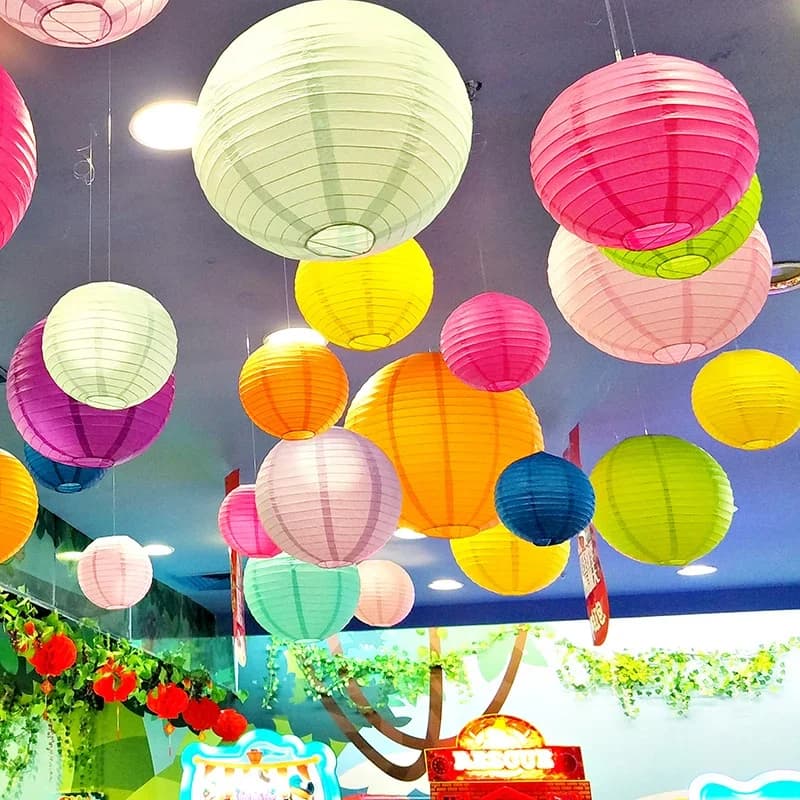 중국식 종이 등 15-40cm 웨딩 파티 장식 32색