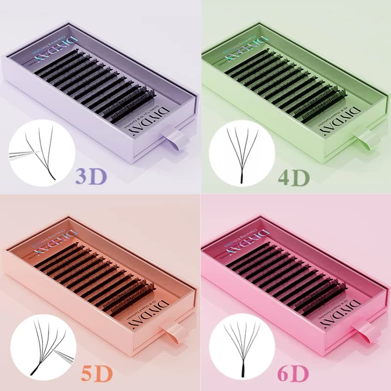 DIYDAY W자 속눈썹 연장 3D~8D 자연스러운 프리메이드 팬
