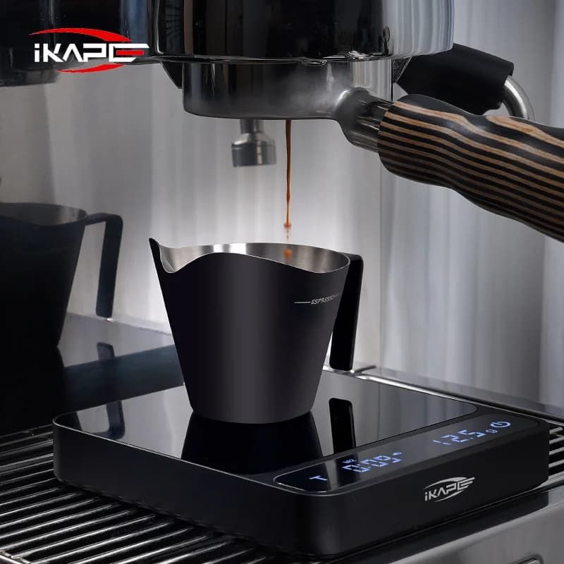 IKAPE Espresso Measuring Cup Stainless Coffee Extraction Cup With Scale Small Milk Spoons Barista Accessories Set