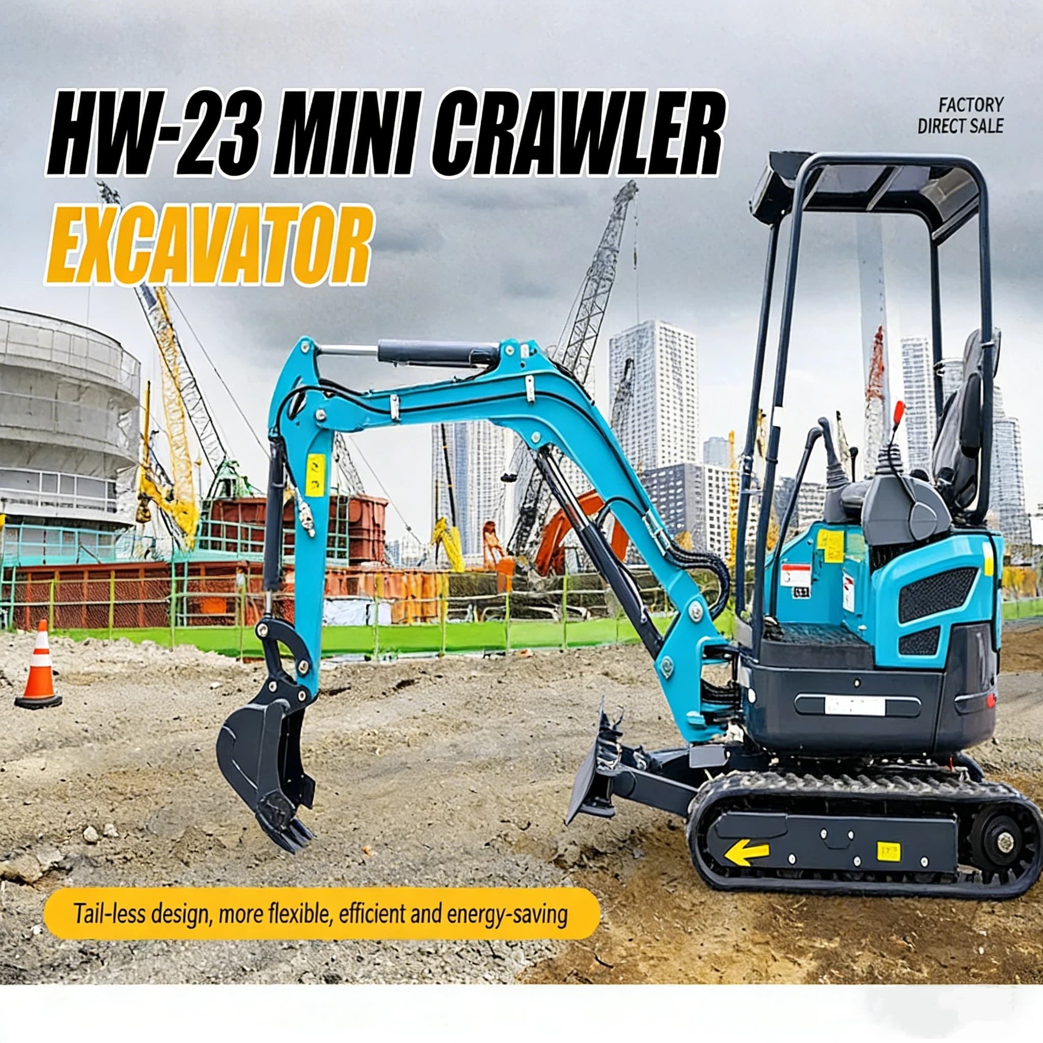 HW-23W Mini Crawler Excavator Industrial Hydraulic Excavator Construction Machinery Custom Prepay