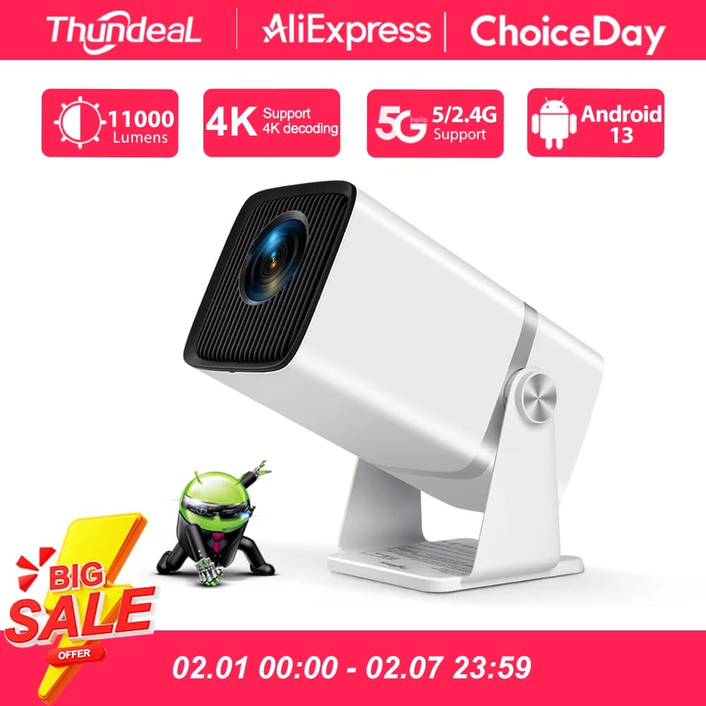 ThundeaL 4K 풀 HD 프로젝터, FHD TD80W, 안드로이드 와이파이, 3D 홈 시어터 TD80, 휴대용 빔 프로젝터, 회의 비디오 영화 PK HY320