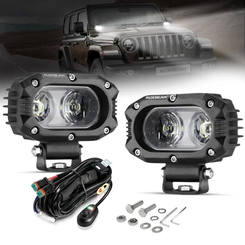 AUXBEAM 4인치 LED 스팟 플러드 작업등 60W 안개등 지프 랭글러 트럭 SUV