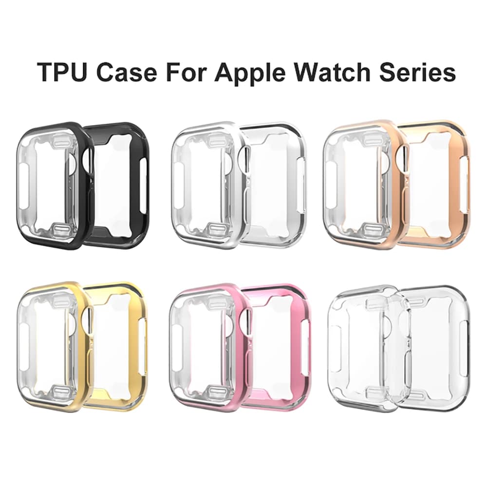 Apple Watch TPU 전기도금 소프트 케이스 커버 화면보호기 시리즈 9~3 SE
