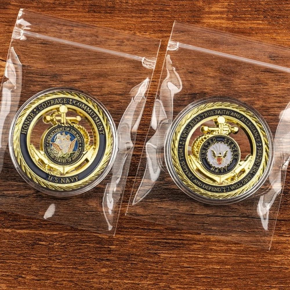 미해군 명예 용기 헌신 기념주화 금도금 USN 해군부 코인 선물