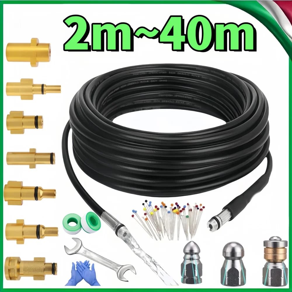 40m High Pressure Cleaning Machine Hose Sewer Drainage Cleaning Hose Pipeline Cleaner Kit Sewer Cleaning Nozzle For Karcher