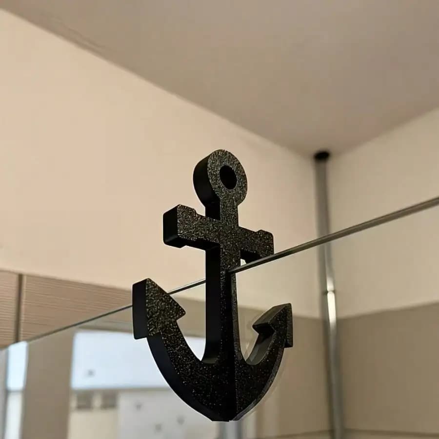 1 Anchor-shaped Bathroom Hook Free Perforated Glass Door Hook, Nightgown, Pajamas, Bathrobe, Bath Towel, Clothes