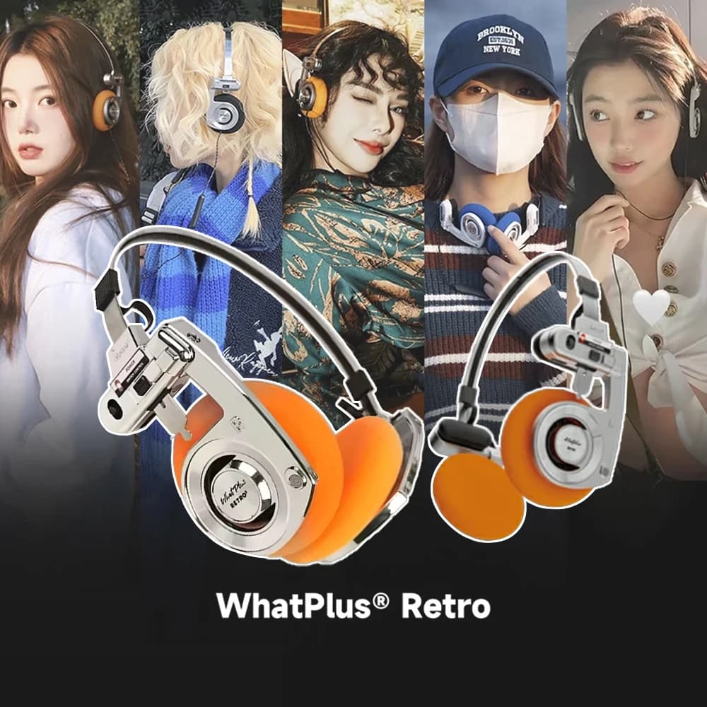 WhatPlus 레트로 R3 블루투스 이어폰 헤드폰 40mm 다이내믹 유닛