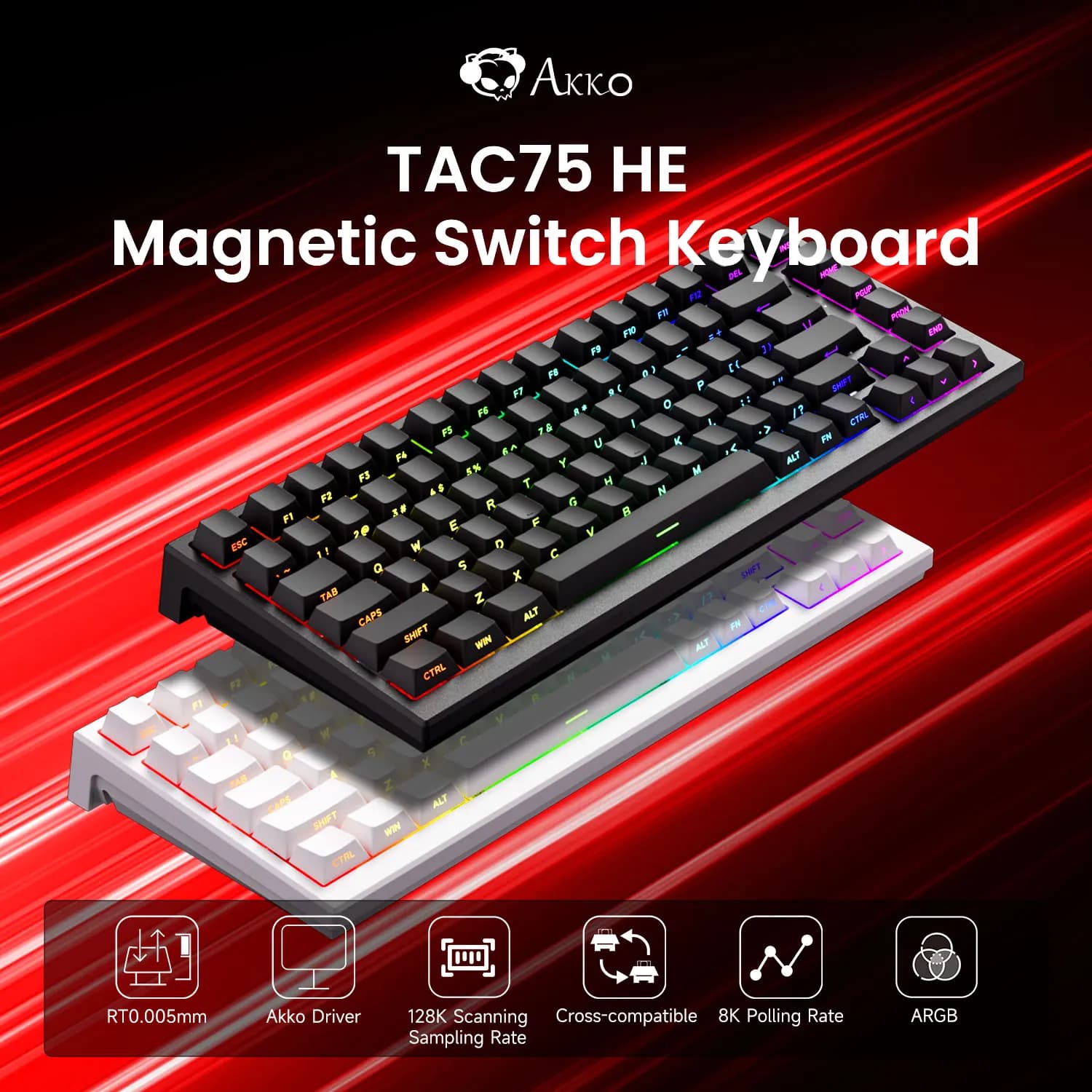 AKKO TAC75 HE 자석축 게이밍 키보드 75% 래피드 트리거 RGB