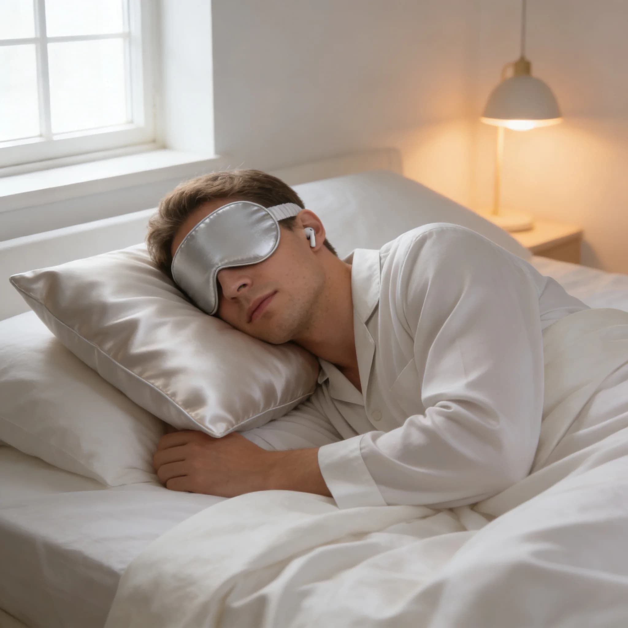 Sleep Eye Mask, Imitation Silk, Silver, Bedroom Sleep, Light Blocking, Soft, Unisex