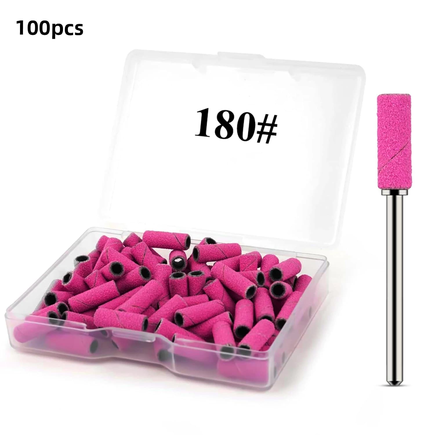 네일 드릴 비트 샌딩밴드 180그릿 3.1mm 미니 만드렐 세트 100개입