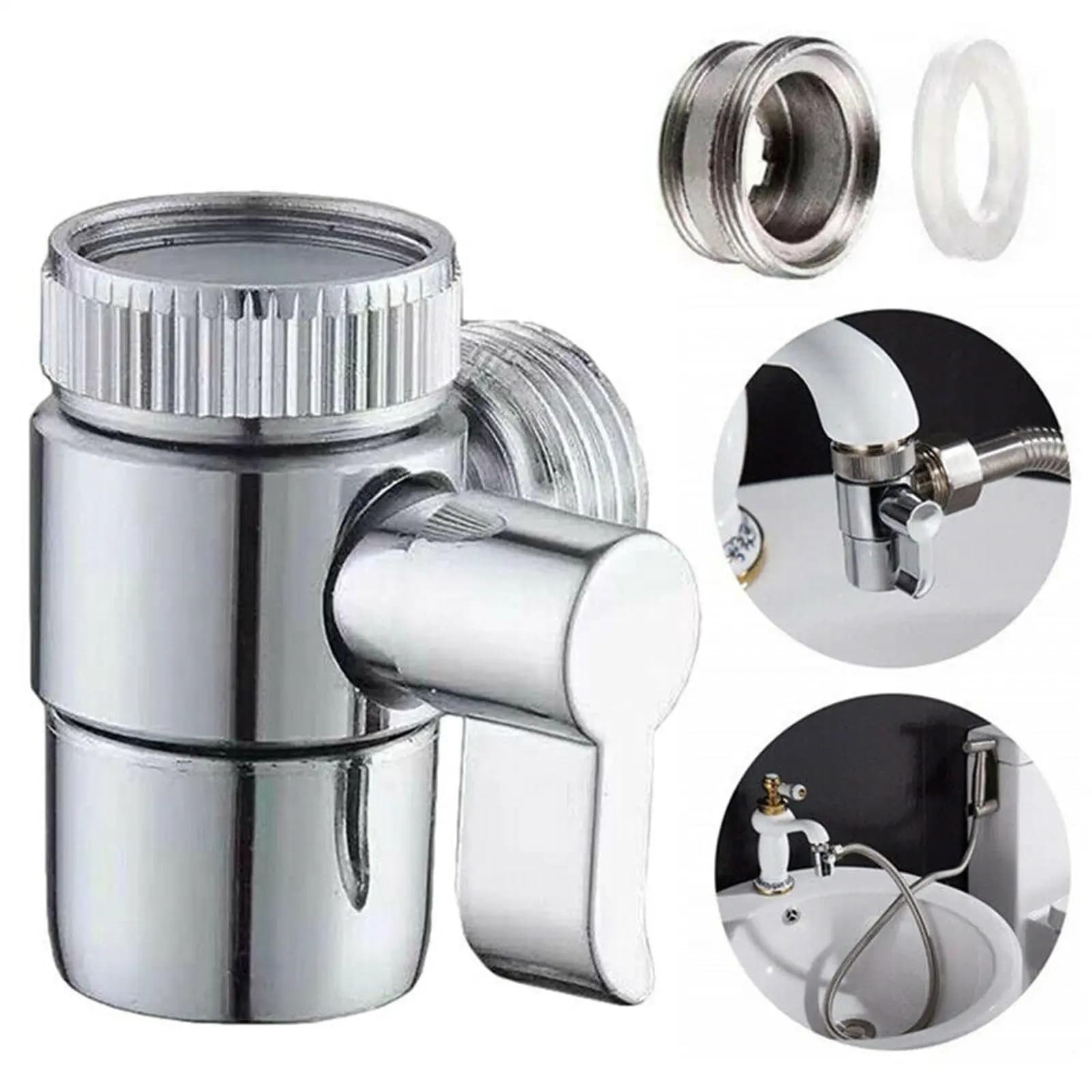 Universal Faucet Adapter Kitchen Sink Splitter Diverter Valve Water Tap Connector for Bathroom Toilet Bidet Shower