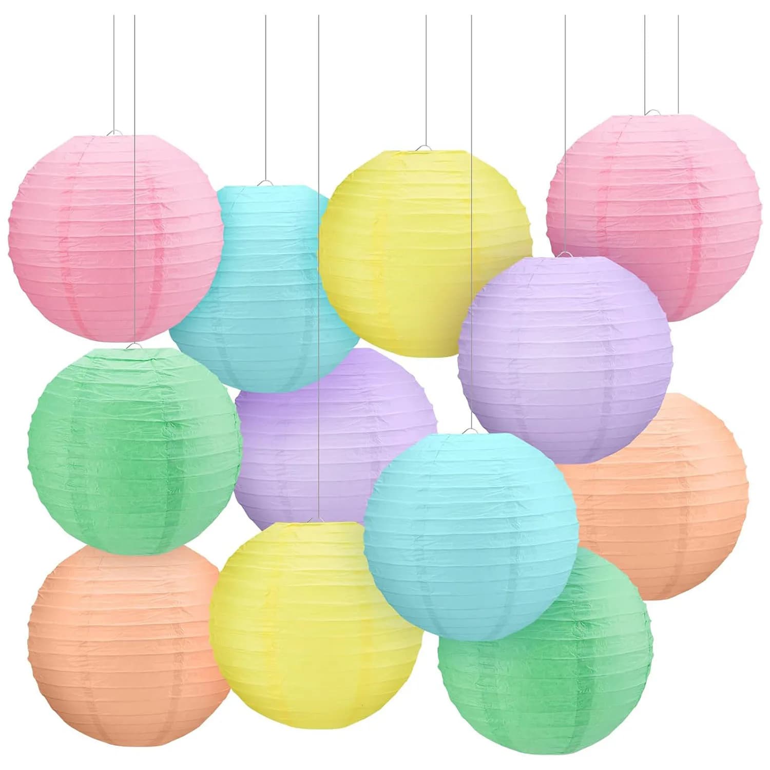 Chinese Paper Lanterns Pastel Classroom Decor Macaron Rainbow Hanging Decorations for Classroom Ceiling Wedding Birthday Party