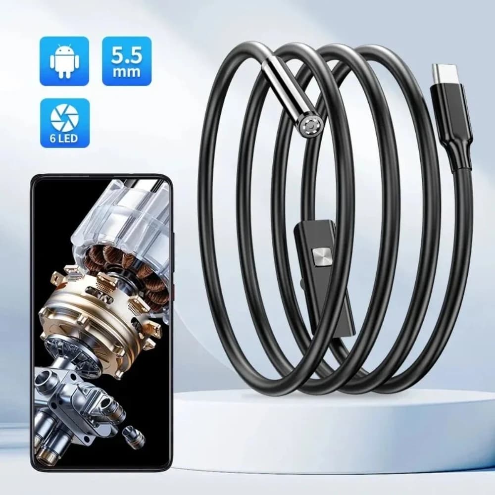 USB 내시경 카메라 OTG 안드로이드 5.5mm 보어스코프 IP67 방수 6LED Type-C