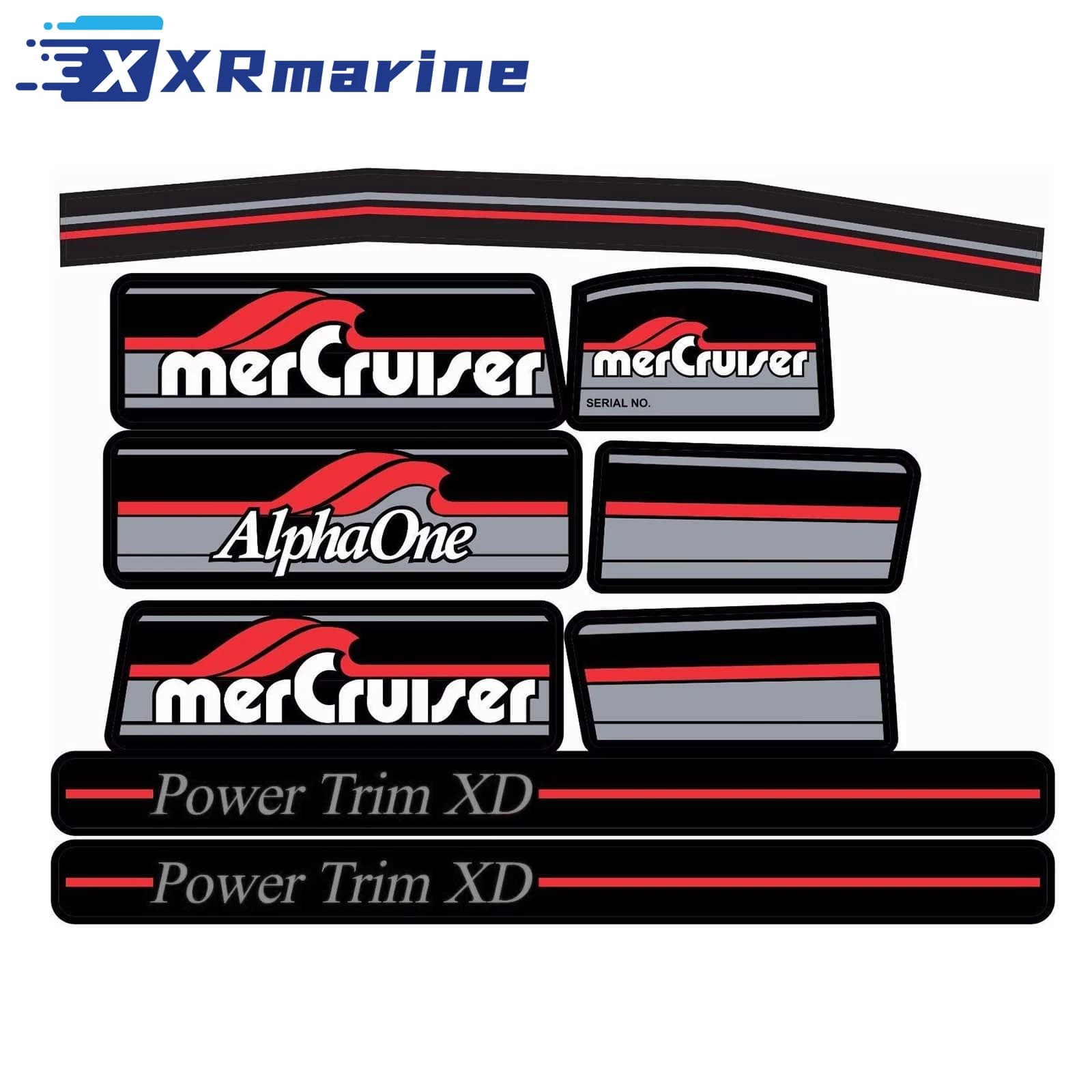 W/Red Rams Sticker Set Decal 3906 for Mercruiser The Most Complete Red Alpha One Gen One 37-13682A90 13682A90