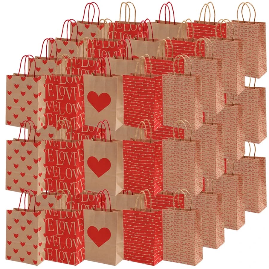 발렌타인데이 크라프트지 선물 가방 LOVE 하트 15x8x21cm 파티 용품