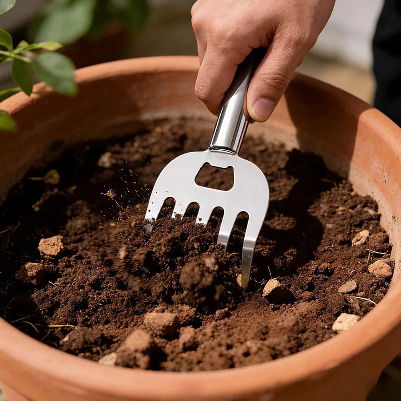 Heavy-Duty 5-Tine Soil Cultivator Suitable for Soil Aeration & Planting, Durable Plastic Garden Tool with 5 Tines for Lawn Care