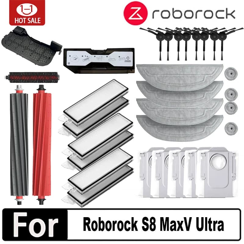Roborock S8 MaxV 울트라 로봇 진공 청소기 액세서리 걸레 Choth 진공 가방 사이드 브러시 필터 교체 가능한 예비 부품