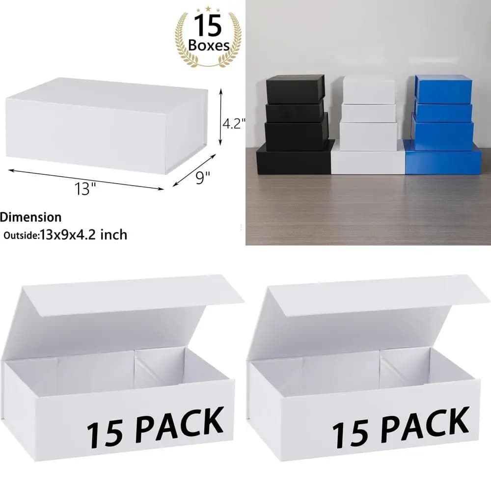 자석 선물상자 15개 세트 33x23x10cm 화이트 들러리 웨딩 선물용