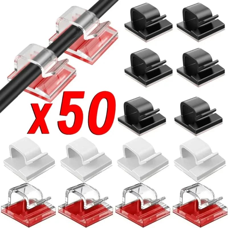 10/20/50PCS 케이블 주최자 클립 와이어 와인 더 홀더 보호기 USB 케이블 관리 접착 후크 홈 오피스 용 데스크 클램프