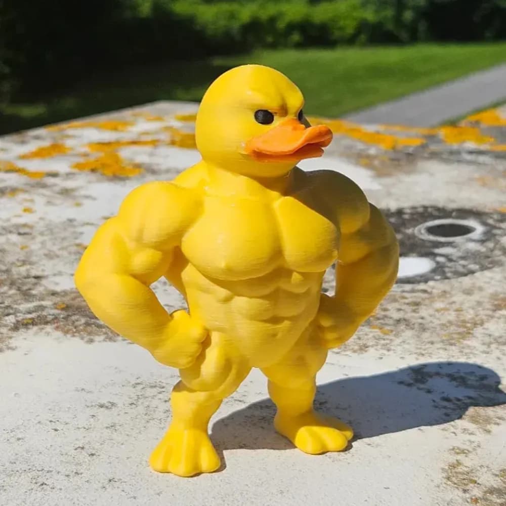 1pc 근육 오리 동상 - 3D 데스크탑 장식, 귀여운 책장 기발한 인형, 다기능 실내/실외 장식