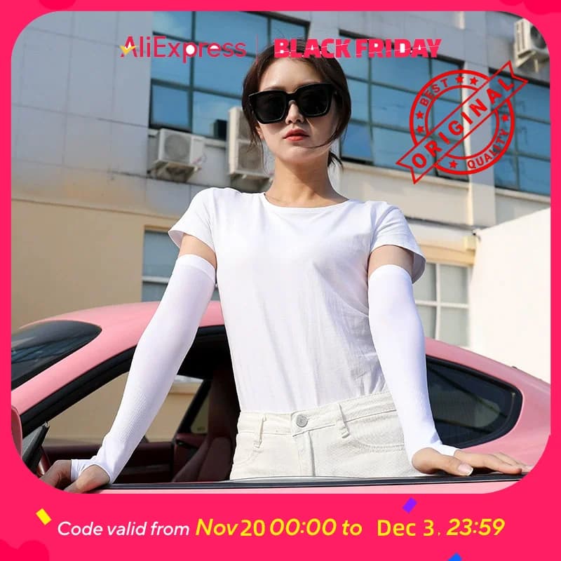 UV Protection Cooling Arm Sleeves  - Breathable Sunblock for Driving, Cycling, Outdoor Sports, Unisex UPF 50+ (Black/white)