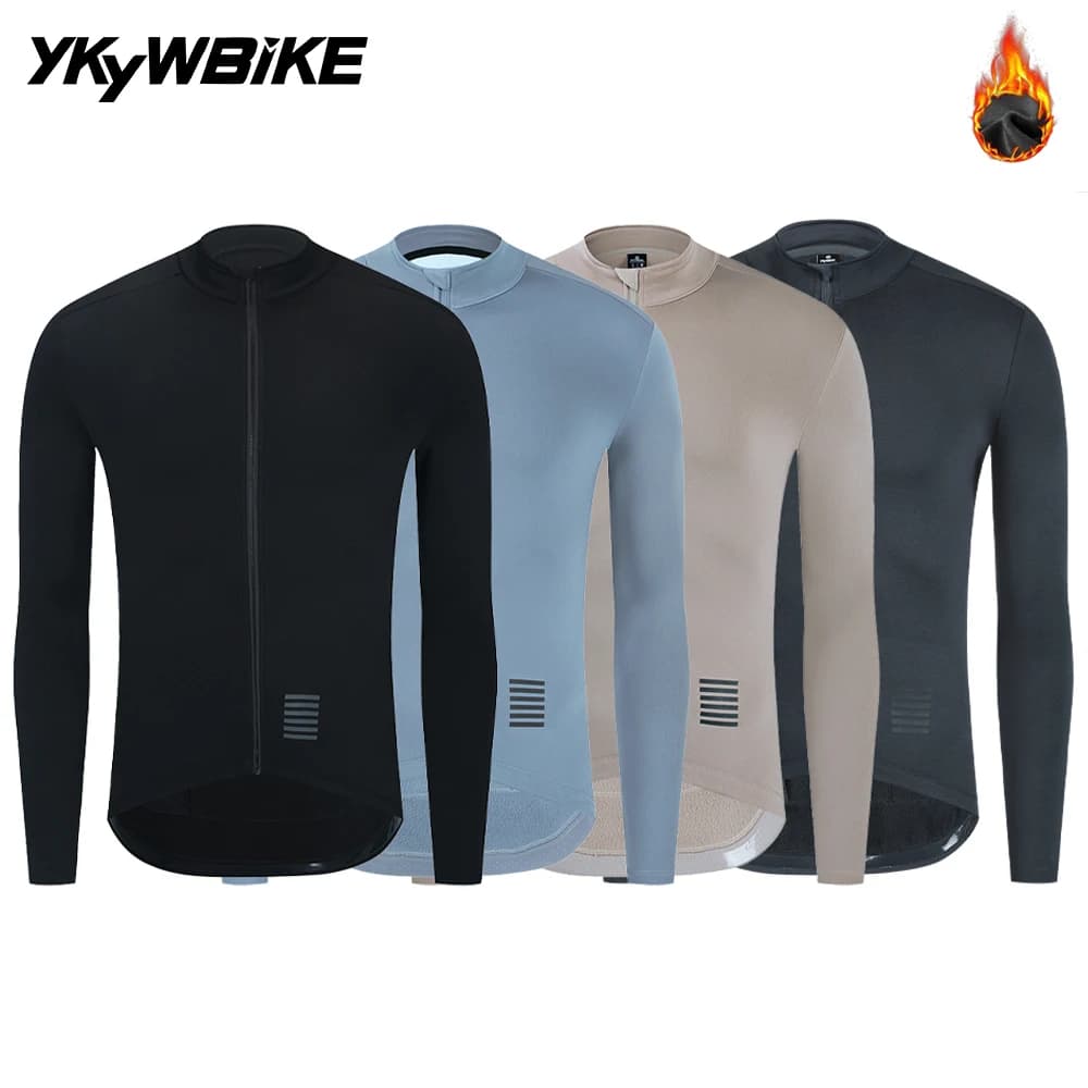 YKYWBIKE 남성 사이클링 저지 겨울가을 긴팔 기모 자전거 보온 자켓 MTB