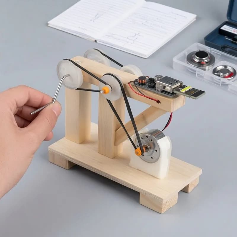 DIY 수동 발전기 원목 모형 STEAM 과학 실험 키트