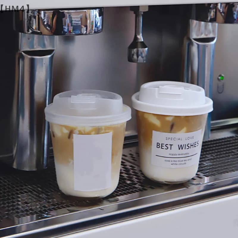 50pcs Transparent Coffee Cups With Lids U-shaped Disposable Cups For Hot Drink Milk Tea Takeaway Beverage Cups