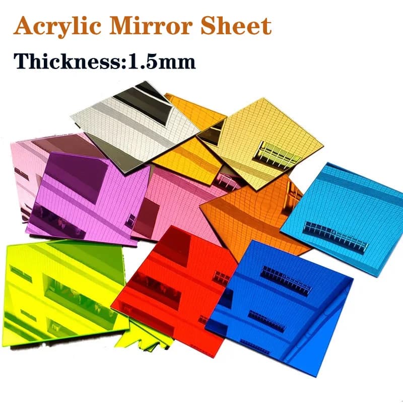 Thick 1.5mm Colorful Acrylic Mirror Board PMMA Plexiglass Sheet Plastic Plate for Advertising Logo Home Decor Sign 100/200/300mm