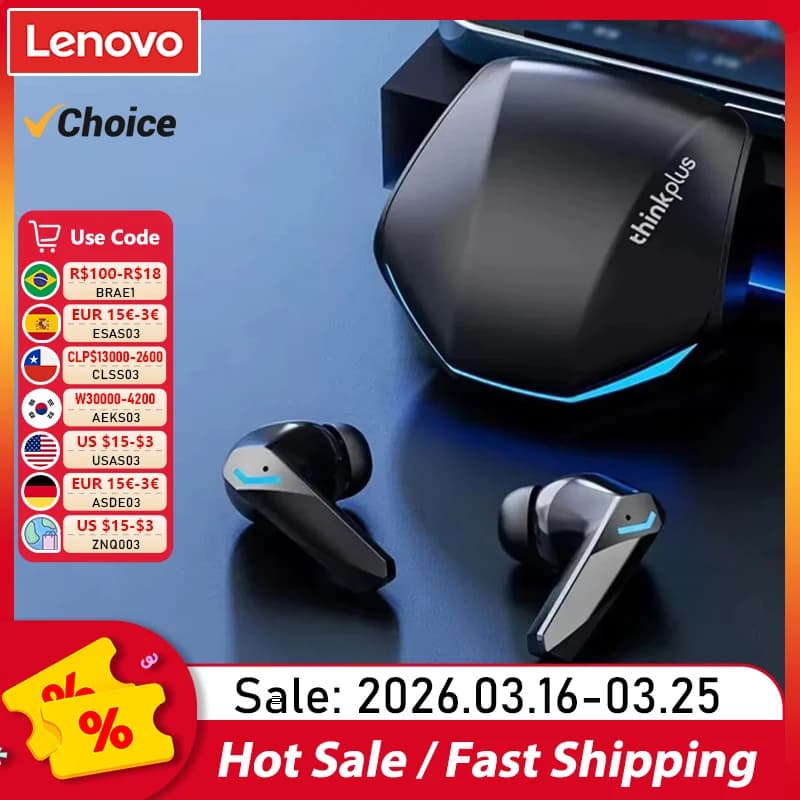 Lenovo GM2 Pro 게임용 이어폰 Bluetooth 5.3 스포츠 헤드셋 듀얼 모드 HD 통화 소음 감소 이어 버드 (마이크 포함) 음악 이어폰
