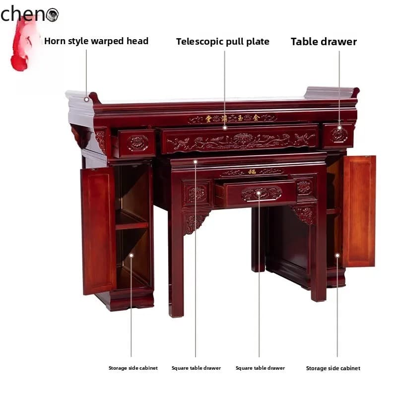 r5.20 Solid Wood Buddha Altar Incense Table Home Living Room Buddha Offering Table Worship Table