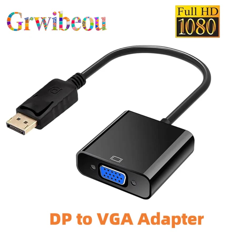 1080 디스플레이포트 디스플레이 포트 DP-VGA 어댑터 케이블 남성-여성 변환기 (PC, 컴퓨터, 노트북, HDTV 모니터, 프로젝터용)
