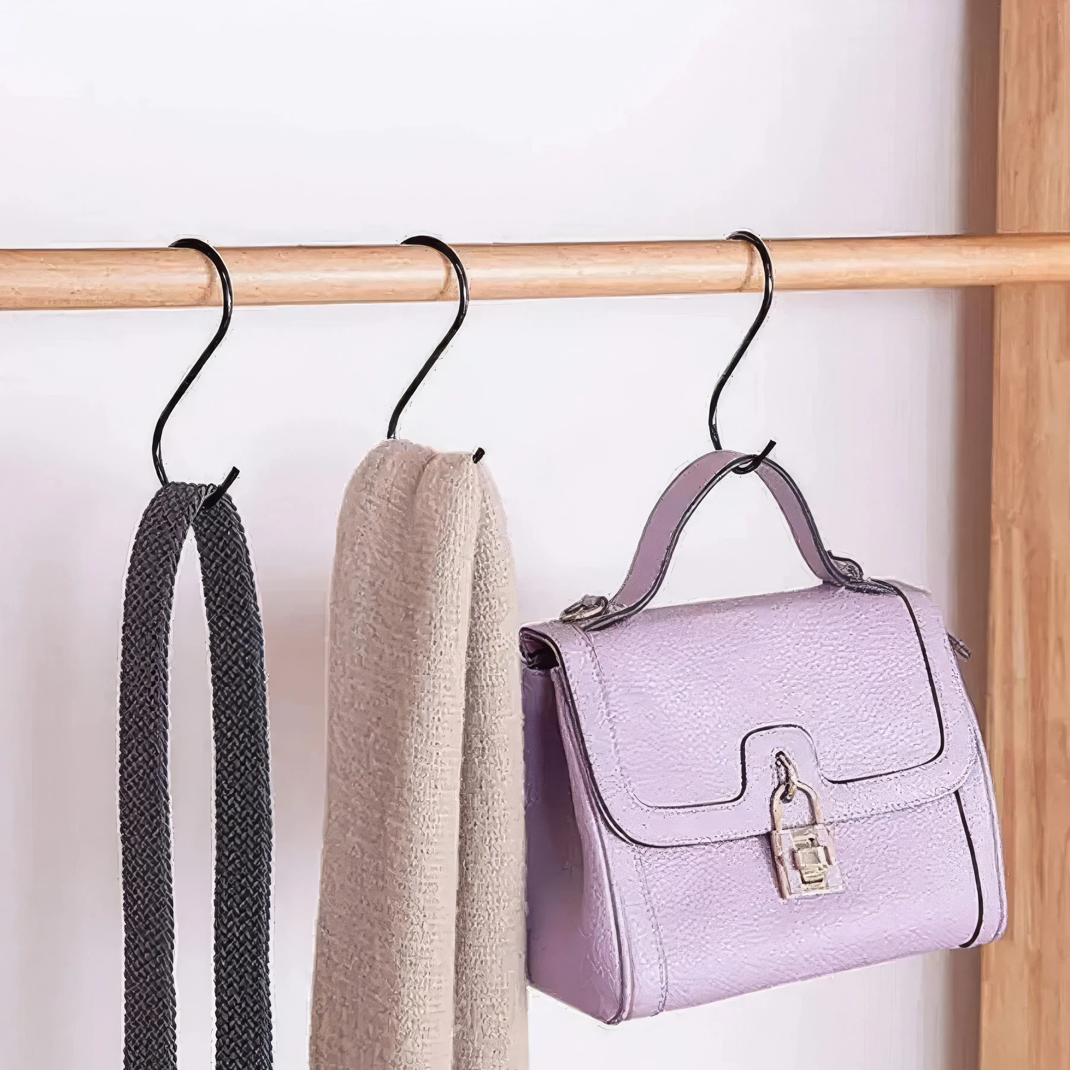 10 Black S-shaped Hooks, Easy To Install, Non Slip and Durable, Suitable for Kitchen, Bathroom, Wardrobe and Garage Storage